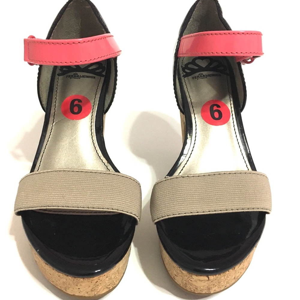 Fergalicious Women's Cork Wedge Sandal Size 6M